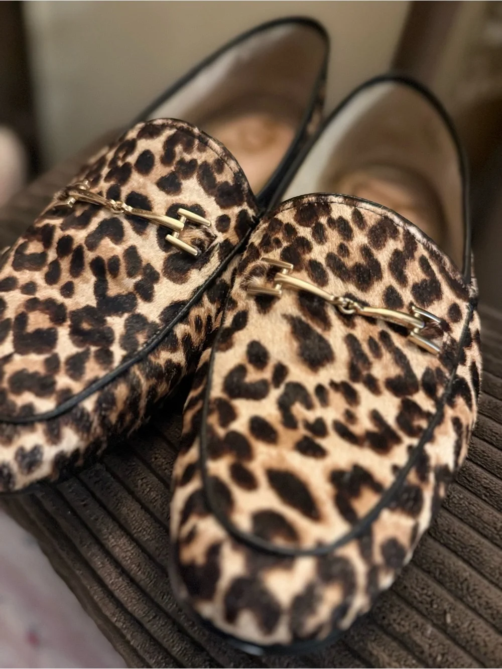 Sam Edelman Leopard Calf Hair Horsebit Loafers Flats Size 9